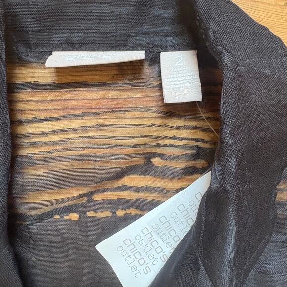 NWT Chico's sheer striped long sleeve open cardigan blazer SIZE 12 - Picture 4 of 5